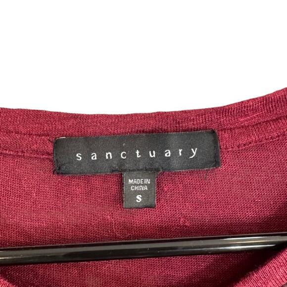 Sanctuary Maroon Lace Upper Applique Detail Long Sleeve Blouse Women Sz S - Picture 7 of 8